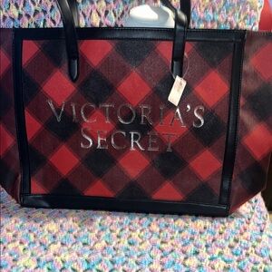 Victoria's Secret Red Plaid Tote Bag